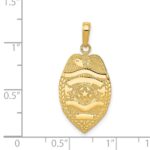 14k Polished Police Badge with Engravable Area Pendant - Image 4