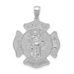 14k White Gold Large FD St. Florian Badge Pendant
