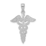 14k White Gold Caduceus Pendant - Image 3