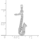 14K White Gold Solid Polished 3-D Saxophone Charm - Image 5