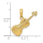14K Polished Solid 3-D Violin Pendant - Image 4