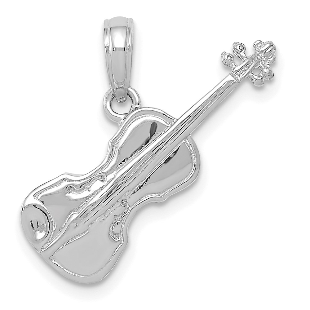 C2279W.jpg 14K White Gold Polished Solid 3-D Violin Pendant - Image 1