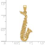 14k Solid Polished 3-D Saxophone Pendant - Image 4