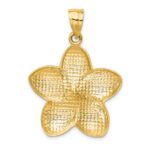 14k Satin Diamond-cut Open-Backed Large Plumeria Pendant - Image 4