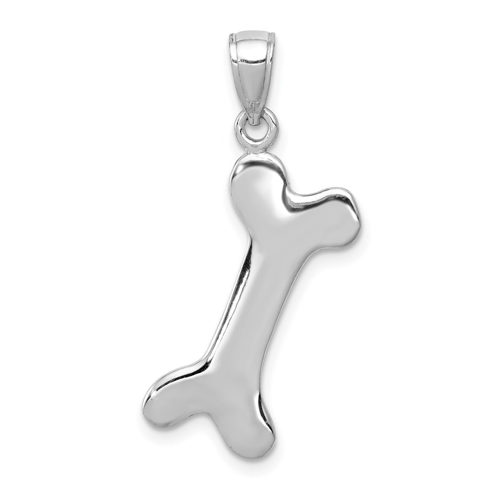 C2361W.jpg 14k White Gold Solid Polished Dog Bone Charm - Image 1