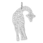 14k White Gold Solid Satin Diamond-cut Flat-Backed Giraffe Charm - Image 3