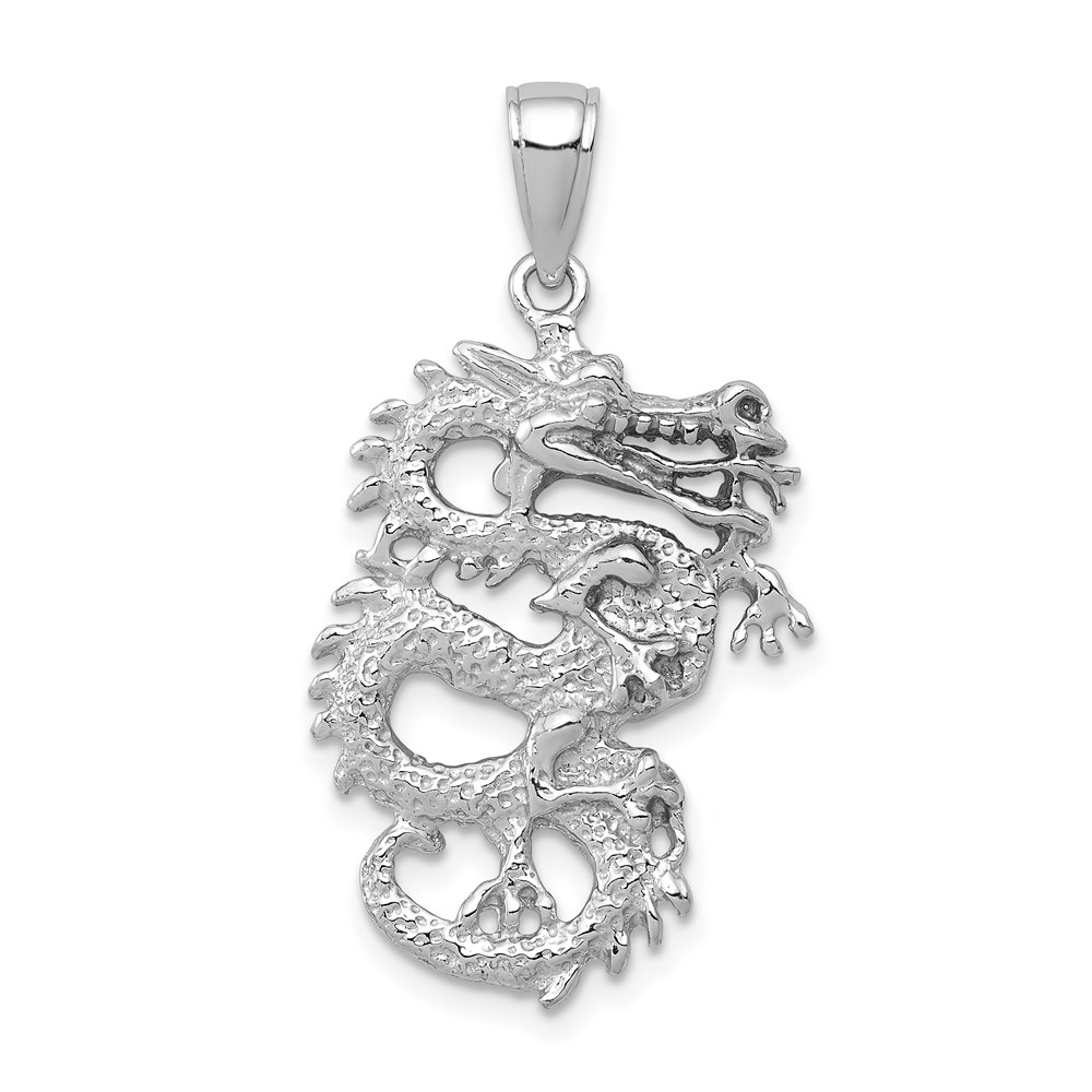 C2375W.jpg 14K White Gold 3-D Dragon Charm - Image 1
