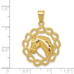 14k Solid Polished Horse Head in Horseshoe Frame Pendant - Image 4