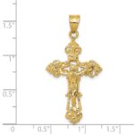 14k INRI Fleur De Lis Crucifix Pendant - Image 3