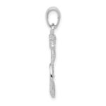 14K White Gold Solid Polished Anchor with Rope Pendant - Image 2