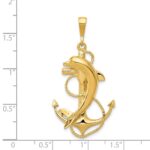 14k Solid Polished Anchor with Dolphin Pendant - Image 4