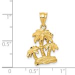 14k Satin Diamond-cut Open-Backed Palm Trees Pendant - Image 4
