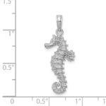 14k White Gold Polished Open-Backed Seahorse Pendant - Image 4