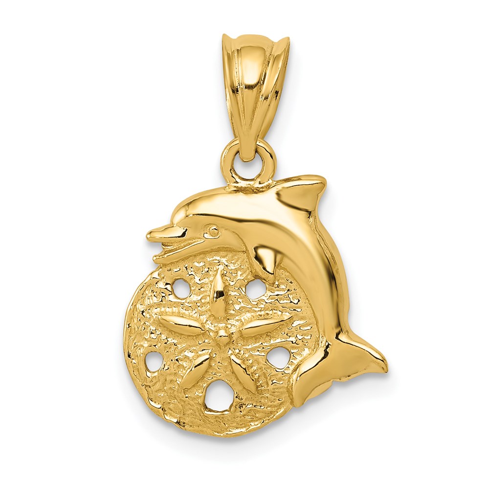 C2536.jpg 14k Dolphin and Sanddollar Charm - Image 1
