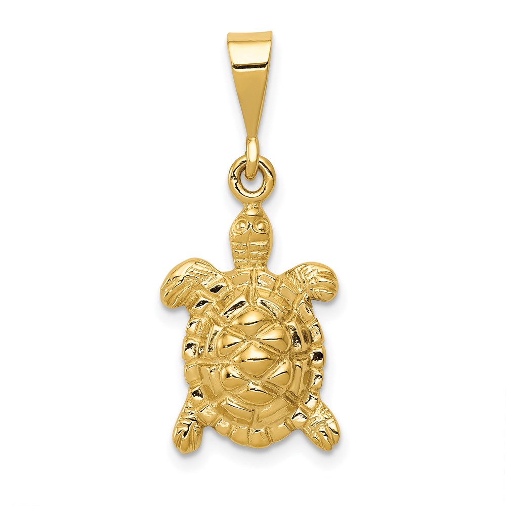 C2543.jpg 14k Solid Polished Open-Backed Sea Turtle Charm - Image 1