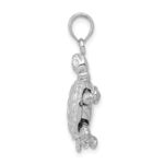 14K White Gold Solid Polished 3-D Turtle with Moveable Head and Legs Pendant - Image 2