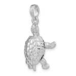 14K White Gold Solid Polished 3-D Turtle with Moveable Head and Legs Pendant - Image 4