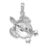 14K White Gold Solid Polished Open-Backed Turtle Pendant - Image 3