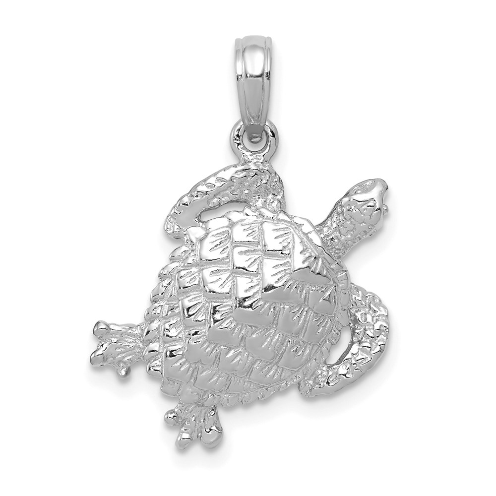 C2546W.jpg 14K White Gold Solid Polished Open-Backed Turtle Pendant - Image 1