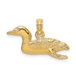 14k Solid Polished 3-D Mallard Charm
