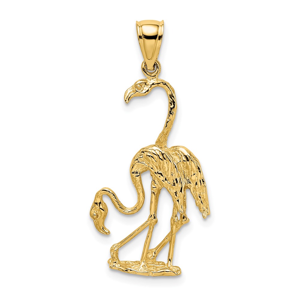 C2557.jpg 14k Solid Polished 3-Dimensional Double Flamingo Charm - Image 1