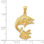 14k Polished Open-Backed Bass Fish Pendant - Image 4