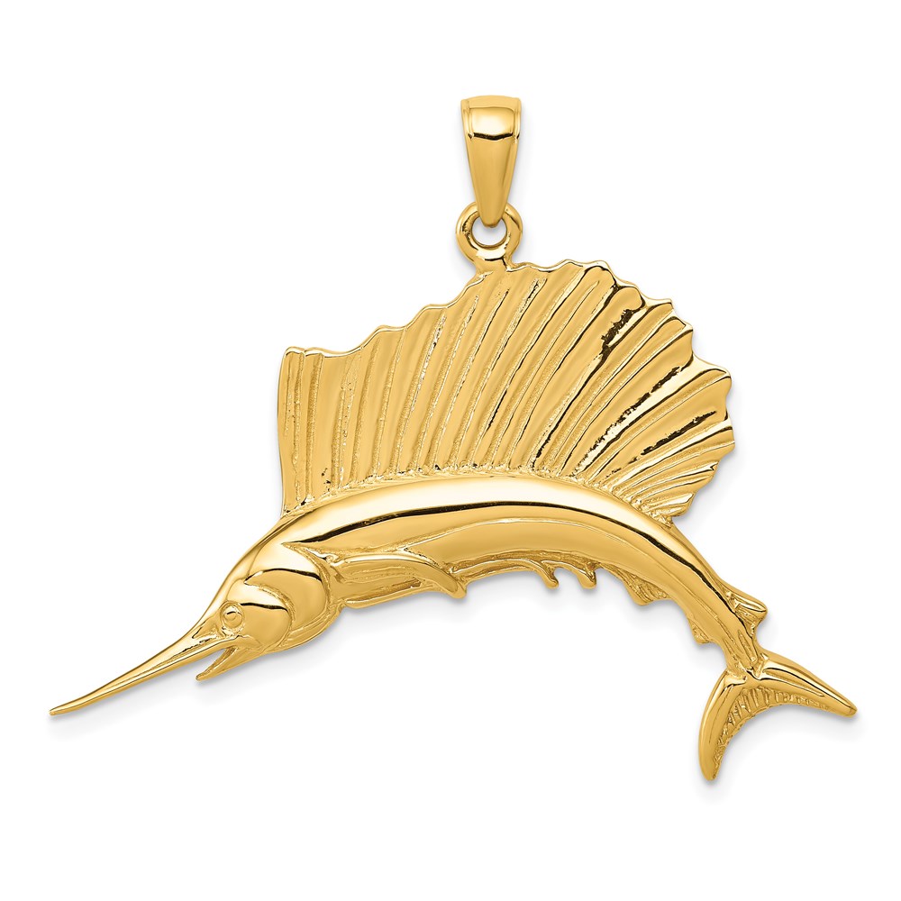 C2582.jpg 14k Polished Sailfish Pendant - Image 1