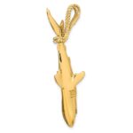 14K Hollow Polished 3-D Hanging Shark and Rope Pendant - Image 5