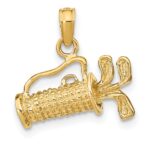 14K Solid Polished 3-D Golf Bag With Clubs Charm - Image 3