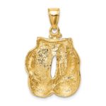 14k Solid Polished Open-Backed Boxing Gloves Pendant - Image 3