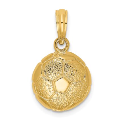 14k Solid Polished Domed Open-Backed Soccer Ball Charm