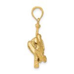 14K Polished 3-D Glove/Bat/Baseball Pendant - Image 2
