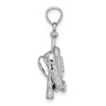 14K White Gold Polished 3-D Glove/Bat/Baseball Pendant - Image 2