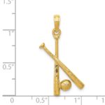 14K Polished Open-Backed Bats and Baseball Pendant - Image 4