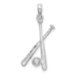 14K White Gold 2-D Baseball Bats and Ball Charm - Image 4