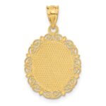 14k Solid Satin Polished Gemini Zodiac Oval Pendant - Image 3