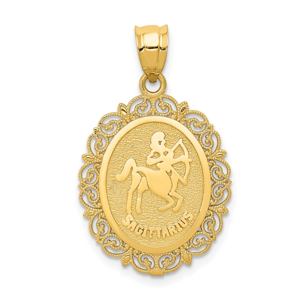 C2851.jpg 14k Solid Satin Polished Sagittarius Zodiac Oval Pendant - Image 1