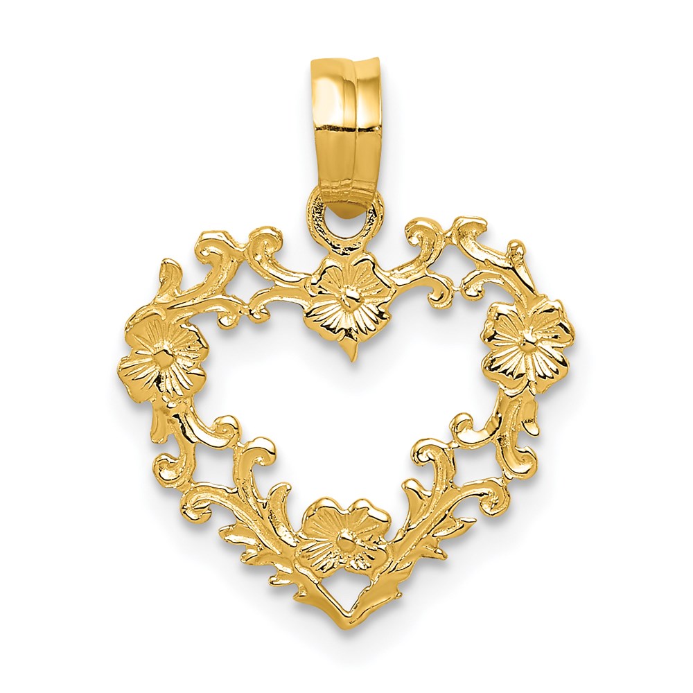 C2922.jpg 14K Polished Floral Border Heart Pendant - Image 1