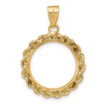 Wideband Distinguished Coin Jewelry 14k Diamond-cut with Rope 16.5mm Prong Coin Bezel Pendant - Image 3
