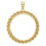 Wideband Distinguished Coin Jewelry 14k Diamond-cut with Rope 32.7mm Prong Coin Bezel Pendant - Image 3