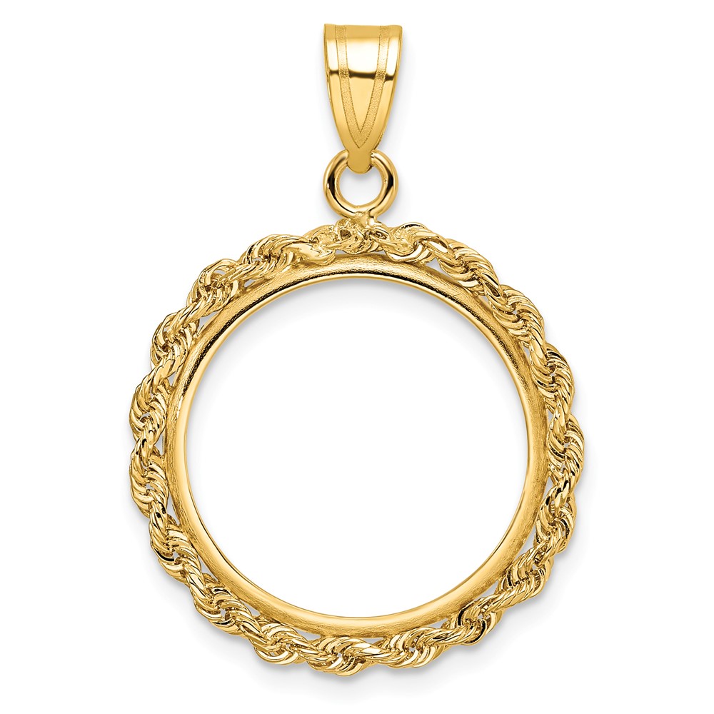 C3012_18.0.jpg Wideband Distinguished Coin Jewelry 14k Polished Rope 18.0mm Prong Coin Bezel Pendant - Image 1