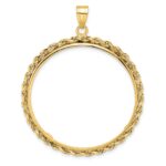 Wideband Distinguished Coin Jewelry 14k Polished Rope 32.7mm Prong Coin Bezel Pendant