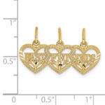 14k Triple Heart Diamond-cut BEST FRIENDS 3-Piece Break-apart Pendant - Image 4