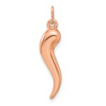 14k Rose Gold 3-D Italian Horn Charm - Image 4