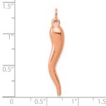 14k Rose Gold 3-D Italian Horn Charm - Image 3