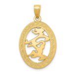 14k Chinese Happiness Symbol in Oval Frame Pendant