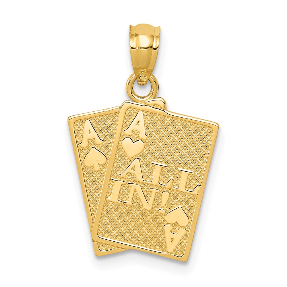 C3045.jpg 14k Ace of Hearts and Ace of Spades ALL IN! Cards Pendant - Image 1