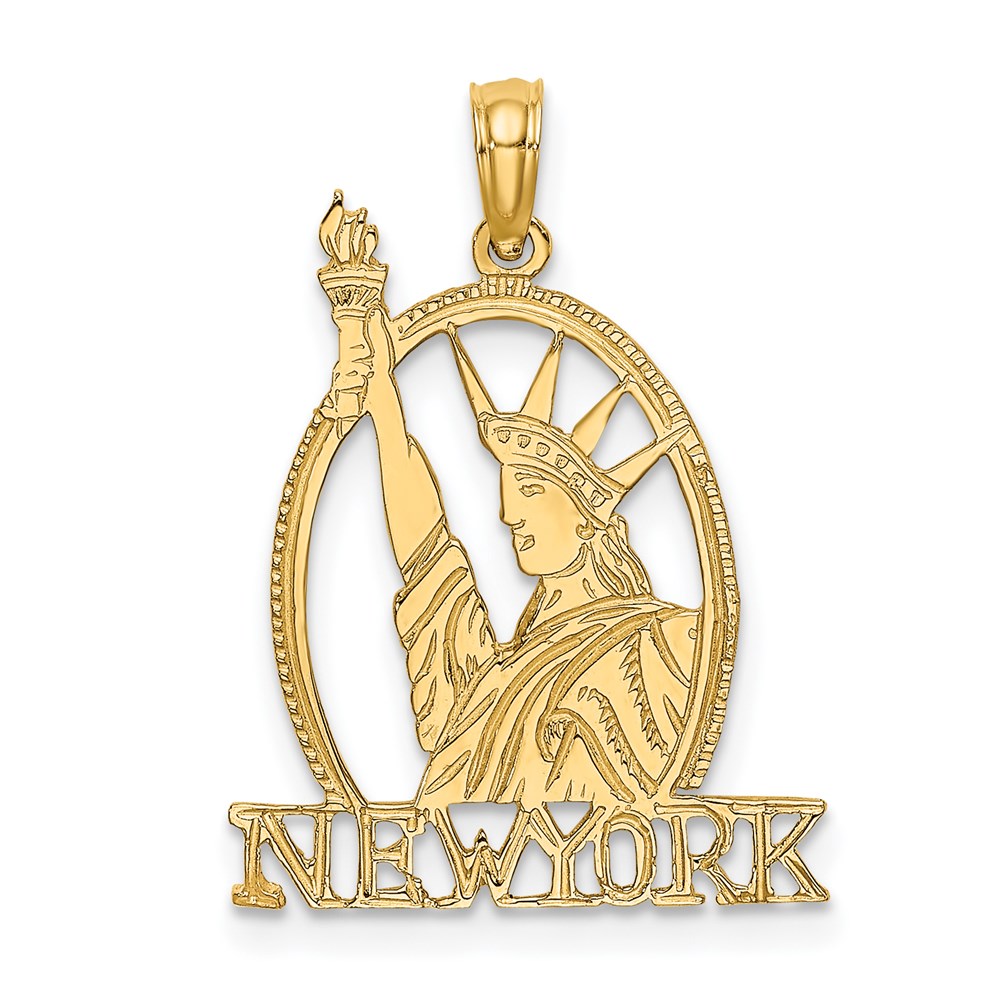 C3074.jpg 14k Cut-out NEW YORK with Statue of Liberty Charm - Image 1