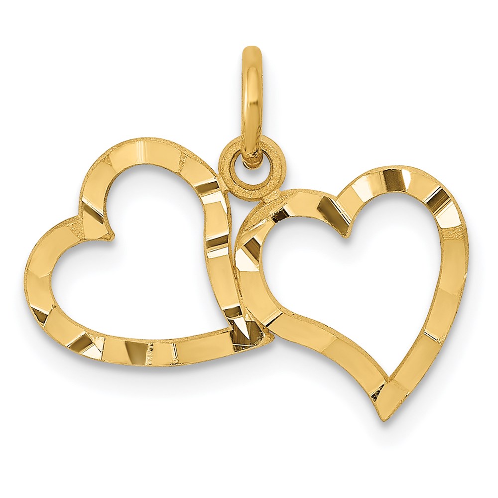 C309.jpg 14K Polished Double Heart Pendant - Image 1
