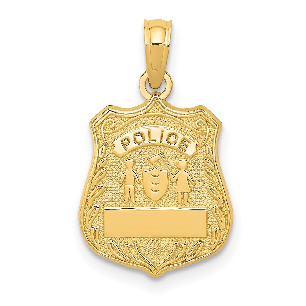 C3099.jpg 14k POLICE Badge with Engravable Area Pendant - Image 1